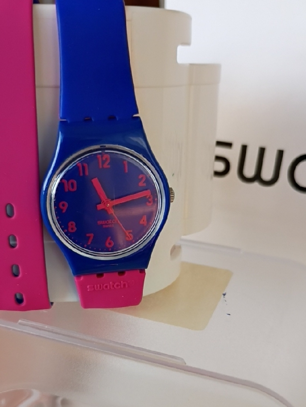 Swatch Blue Case with Pink Strap Silicone Watch - Picture 6 of 7